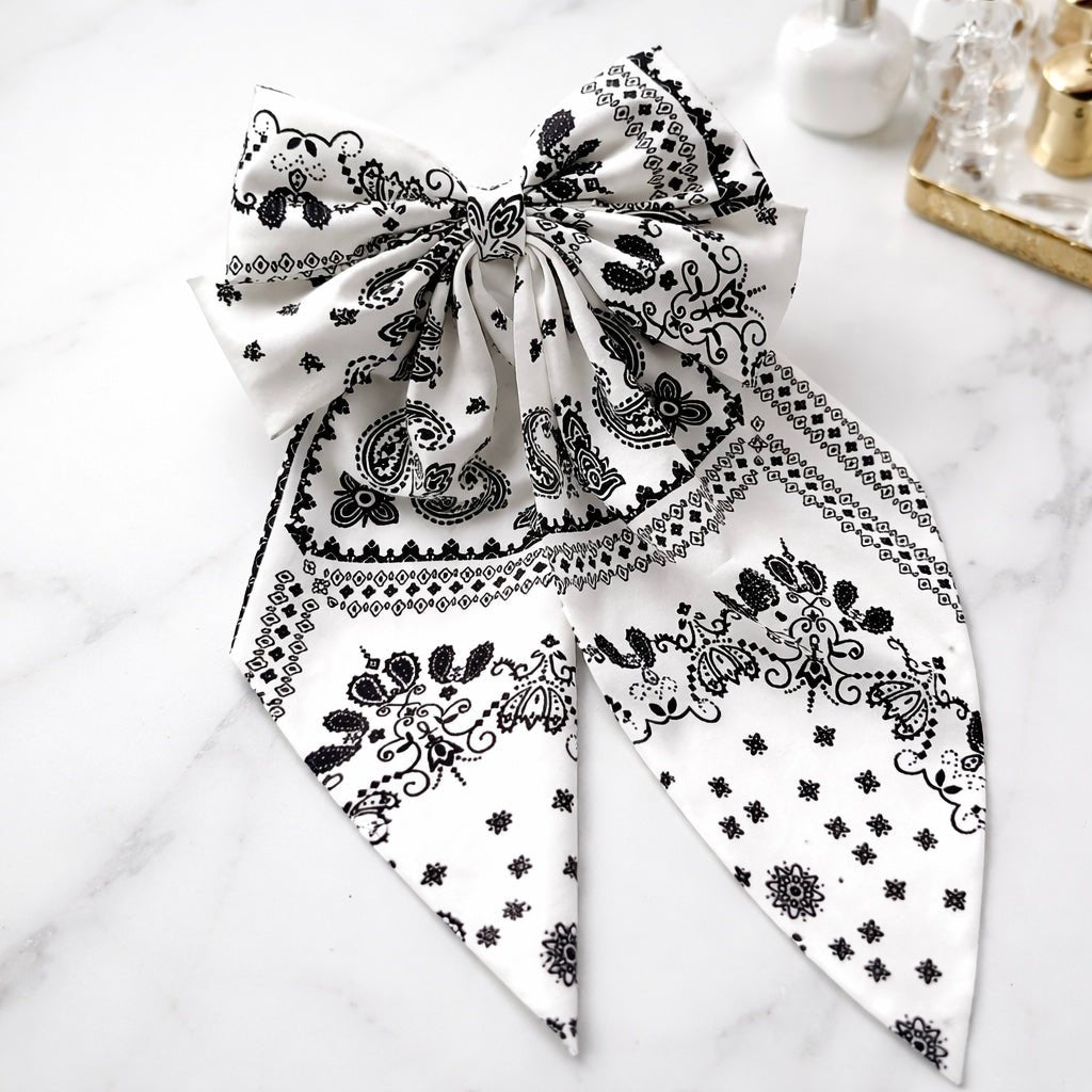 Paisley Bow Hair Claw Clip - StopNshop